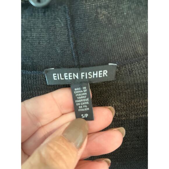 Eileen Fisher size small black linen blend cardigan sweater - Picture 2 of 3